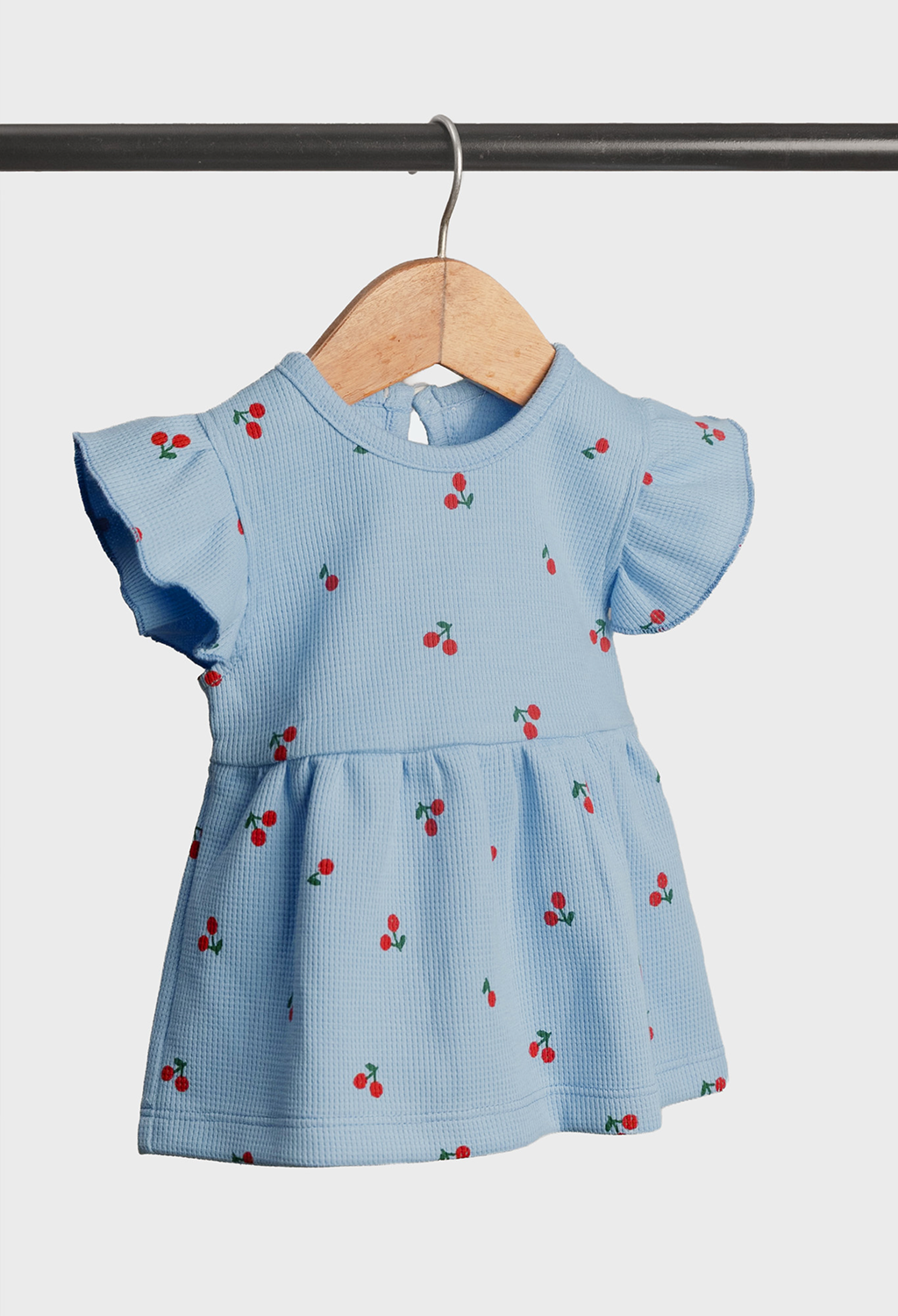 Blue Cherry Flutter Dress